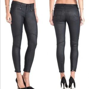 AG Adriano Goldschmied Jeans 24 Legging Ankle Moto Black Coated
